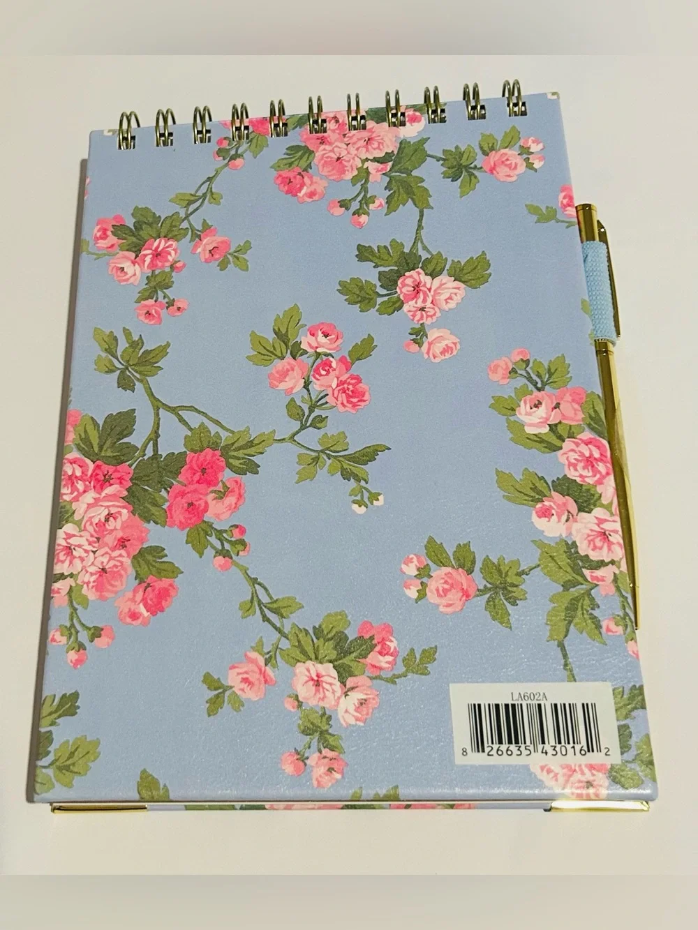 New Laura Ashley Floral Spiral Steno Pad  Gold Accents Gold Pen Vietnam